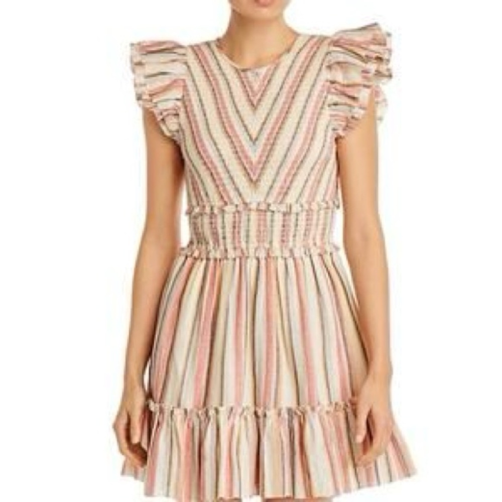 Striped Tulsi Ruffle Sleeve Dress